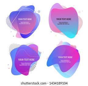 Abstract liquid shape. Fluid blur shapes designbeffect soft transition. Isolated gradient waves with geometric lines, dots. Vector illustration eps10 texture for banners, logo, flyer, presentation