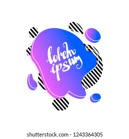 Abstract liquid shape. Fluid design. Isolated gradient waves with geometric lines, dots. Vector illustration