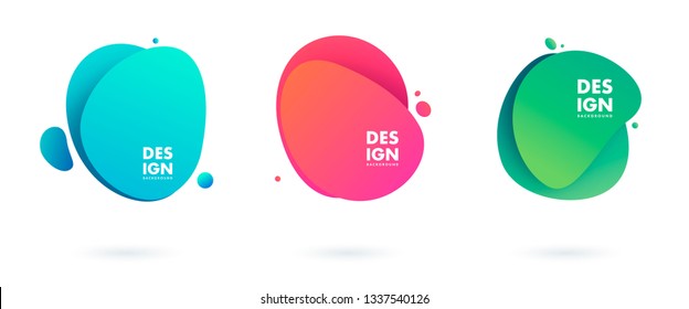 Forma líquida abstracta. Diseño fluido. Olas de gradiente aisladas con líneas geométricas, puntos. Ilustración vectorial.