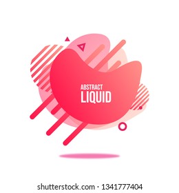 Abstract liquid shape. Fluid design. Isolated gradient waves with geometric lines, dots. Vector illustration