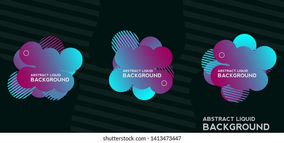 Abstract liquid shape. Fluid design. Isolated gradient waves with geometric lines, circle. Vector illustration. - Vector