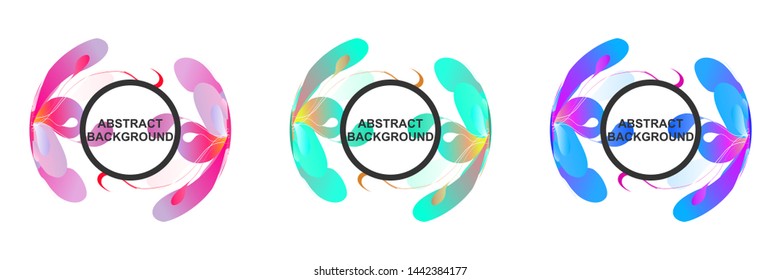 Abstract liquid shape. Fluid design. Isolated gradient waves with geometric lines, dots. Vector illustration.