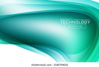 Abstract liquid shape. Fluid design. Isolated gradient waves with geometric lines, dots. Vector illustration.