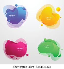 Abstract liquid shape. Fluid design. Isolated gradient waves with geometric lines, dots