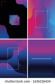Abstract liquid shape. Fluid design. Isolated gradient waves with geometric lines, dots. Vector illustration Background