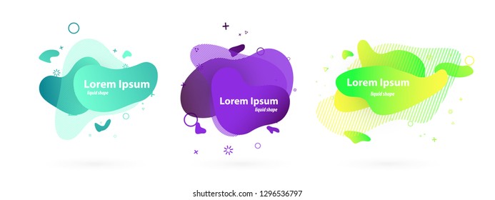 Abstract liquid shape. Fluid gradient liquid abstract geometric shapes. Dynamical colored forms and line. Gradient abstract banners with flowing liquid shapes