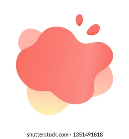 Abstract liquid shape with gradient, coral color (2019 trend). Useful as a design element for web banners, flyers. Isolated, white background, with an empty place for your text. Vector illustration.