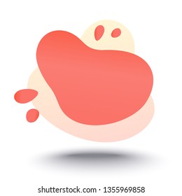Abstract liquid shape with gradient, coral color (2019 trend). Useful as a design element for web banners, flyers. Isolated, white background, with an empty place for your text. Vector illustration.
