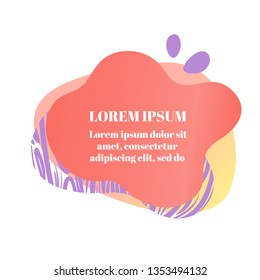 Abstract liquid shape with gradient, zebra print texture, coral color (2019 trend). Design element for web banners, flyers. Isolated, white background, with place for your text. Vector illustration.