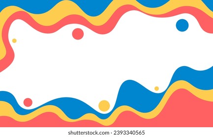 Abstract liquid shape red blue yellow black and white template Geometric circle shape color vector background