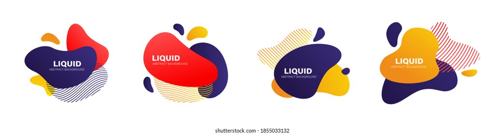 Abstract liquid shape. Set of modern graphic elements. Fluid dynamical colored forms banner. Gradient abstract liquid shapes. Vector illustration.