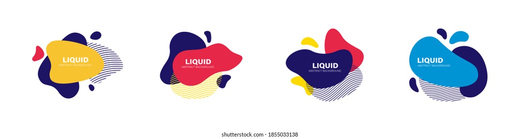 Abstract liquid shape. Set of modern graphic elements. Fluid dynamical colored forms banner. Gradient abstract liquid shapes. Vector illustration.