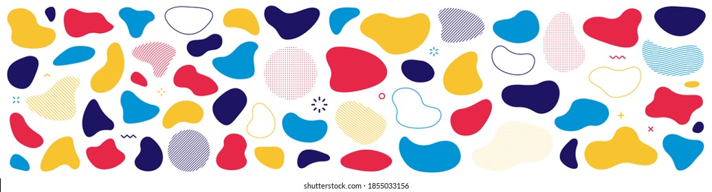 Abstrakte flüssige Form. Set von modernen grafischen Elementen. Flüssig dynamisch gefärbte Formen Banner. Abstrakte abstrakte flüssige Formen. Vektorgrafik.