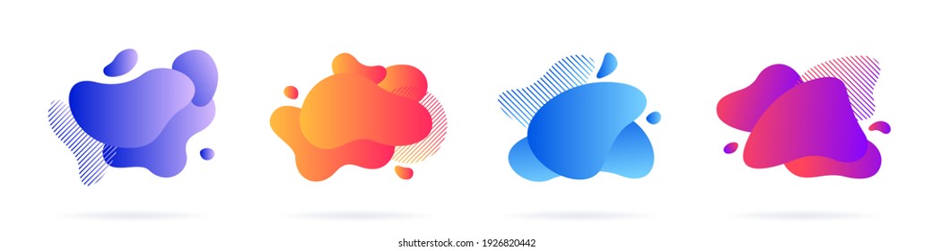 Abstract liquid shape. Set of modern graphic elements. Fluid dynamical colored forms banner. Gradient abstract liquid shapes. Vector illustration.