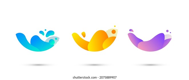Abstract liquid shape. Set of modern graphic elements. Fluid dynamical colored forms banner. Gradient abstract liquid shapes. Vector illustration.