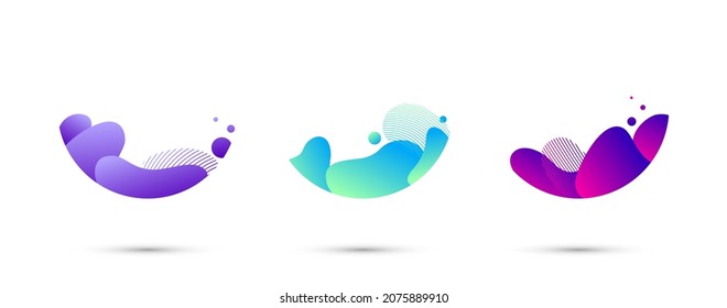 Forma líquida abstracta. Conjunto de elementos gráficos modernos. Banner de formas de color fluido dinámico. Formas líquidas abstractas degradadas. Ilustración vectorial.