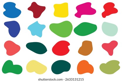 Abstract Liquid Shape Set  Organic Black Fluid Blobs  Irregular Shadow Elements in Flat Design