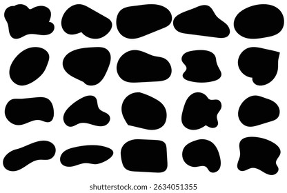 Conjunto de forma líquida Abstractas Blobs de líquido negro orgánico Elementos de sombra irregulares en diseño plano