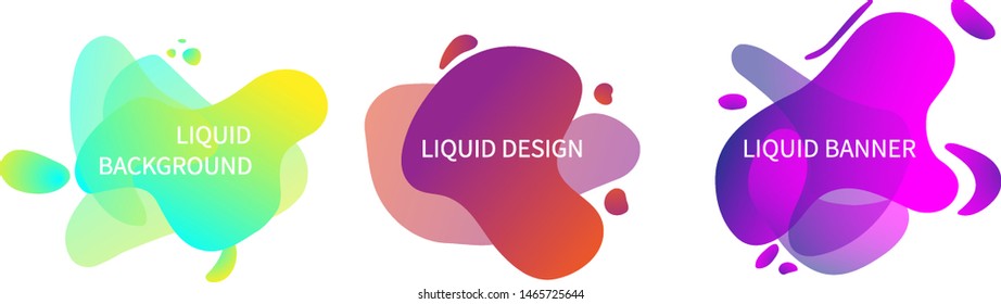 Abstract liquid shape. Set of abstract vector banners. Fluid design. Liquid color banners. Modern vector illustration.