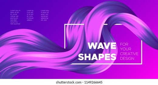 Abstract Liquid Shapes with 3D Effect. Modern Flow Background. Vector Illustration EPS10. Beautiful Interweaving. Purple Fluid. Creative Art Design. Abstract Wavy Liquid for Business, Banner, Cover.