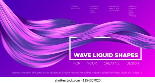 Abstract Liquid Shapes with 3D Effect. Modern Flow Background. Vector Illustration EPS10. Beautiful Interweaving. Purple Fluid. Creative Art Design. Abstract Wavy Liquid for Business, Banner, Cover.