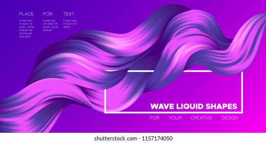 Abstract Liquid Shapes with 3D Effect. Modern Flow Background. Vector Illustration EPS10. Beautiful Interweaving. Purple Fluid. Creative Art Design. Abstract Wavy Liquid for Business, Banner, Cover.