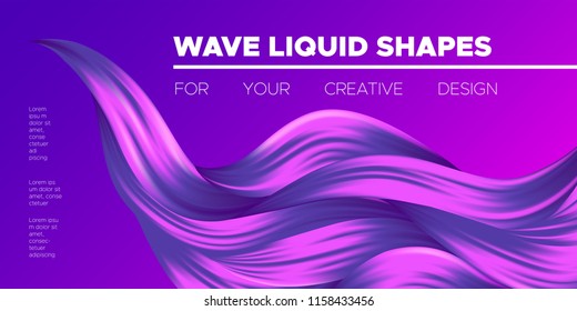 Abstract Liquid Shapes with 3D Effect. Modern Flow Background. Vector Illustration EPS10. Beautiful Interweaving. Purple Fluid. Creative Art Design. Abstract Wavy Liquid for Business, Banner, Cover.