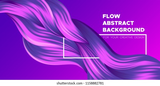 Abstract Liquid Shapes with 3D Effect. Modern Flow Background. Vector Illustration EPS10. Beautiful Interweaving. Purple Fluid. Creative Art Design. Abstract Wavy Liquid for Business, Banner, Cover.