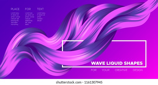 Abstract Liquid Shapes with 3D Effect. Modern Flow Background. Vector Illustration EPS10. Beautiful Interweaving. Purple Fluid. Creative Art Design. Abstract Wavy Liquid for Business, Banner, Cover.