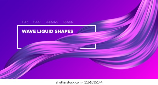 Abstract Liquid Shapes with 3D Effect. Modern Flow Background. Vector Illustration EPS10. Beautiful Interweaving. Purple Fluid. Creative Art Design. Abstract Wavy Liquid for Business, Banner, Cover.