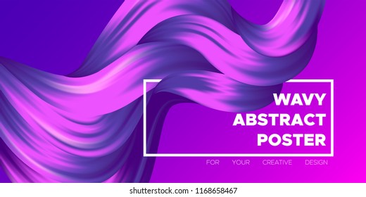 Abstract Liquid Shapes with 3D Effect. Modern Flow Background. Vector Illustration EPS10. Beautiful Interweaving. Purple Fluid. Creative Art Design. Abstract Wavy Liquid for Business, Banner, Cover.