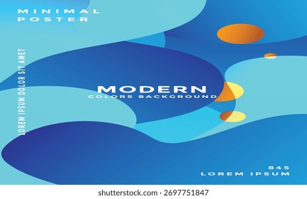 Abstract Liquid Shapes Background Vector with Gradient Modern Colors and Golden Elements, Minimal Poster Template