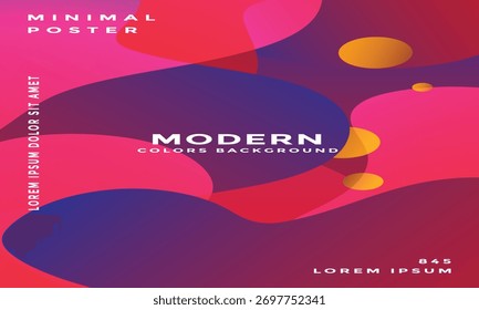 Abstract Liquid Shapes Background Vector with Gradient Modern Colors and Golden Elements, Minimal Poster Template
