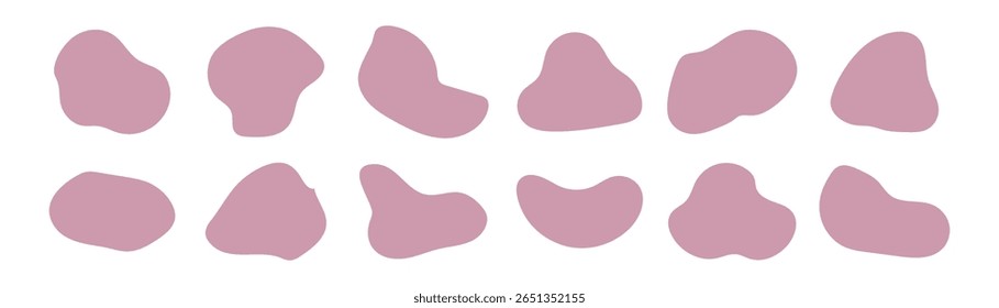 Abstract liquid shapes with geometric design elements . Vintage fluid shapes with lines. Set of curvy abstract blobs or stains for web design and typography. Vector