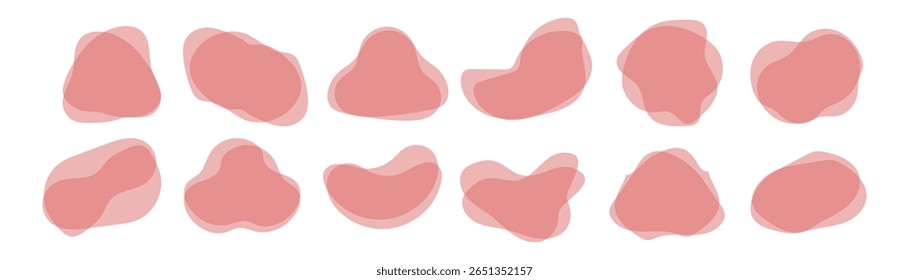 Formas líquidas Abstractas con Elementos de diseño geométricos. Antiguas Formas fluidas con líneas. Conjunto de manchas abstractas curvas o manchas para el Diseño web y la tipografía. Vector