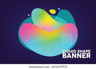 Abstract liquid shapes gradient banner with dark background