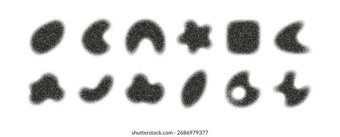 Formas líquidas abstratas com textura de grão. Formulários blob orgânico para design moderno, cartazes, web, IU e projetos criativos. Elementos vetoriais isolados da moda