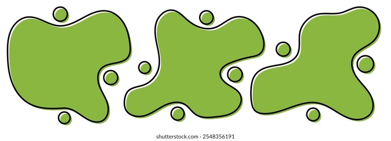 Abstract liquid shapes. Liquid irregular blob shape, Ink blots, black paint, set of design elements.  Blob shape. Vector illustration.
