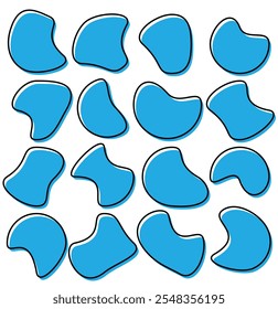 Abstract liquid shapes. Liquid irregular blob shape, Ink blots, black paint, set of design elements.  Blob shape. Vector illustration.