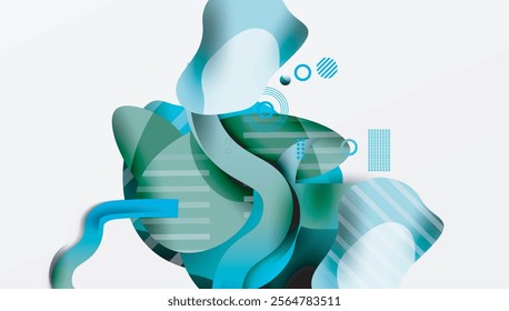 Abstract liquid shapes and lines background