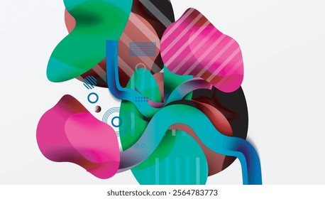 Abstract liquid shapes and lines background