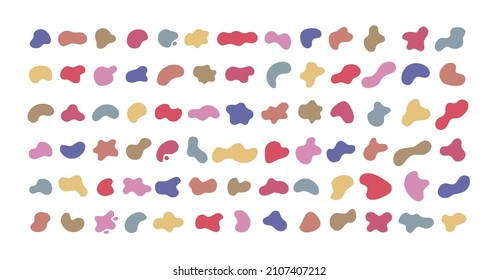 Abstract liquid shapes, organic blobs and blotch of irregular shape vector set isolated on white background