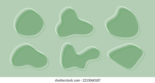 Abstract liquid shapes. Organic blobs, liquid elements. Irregular green blob. Futuristic shape ink blots. Graphic element for your design. Vector illustration.