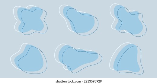 Abstract liquid shapes. Organic blobs, liquid elements. Irregular blue blob. Futuristic shape ink blots. Graphic element for your design. Vector illustration.