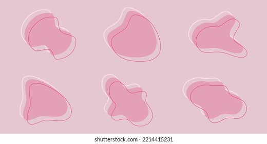 Abstract liquid shapes. Organic blobs, liquid elements. Irregular pink blob. Futuristic shape ink blots. Graphic element for your design. Vector illustration.