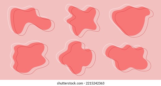 Abstract liquid shapes. Organic blobs, liquid elements. Irregular red blob. Futuristic shape ink blots. Graphic element for your design. Vector illustration.