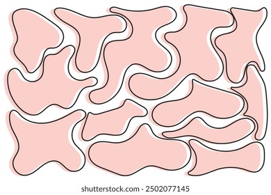Abstract liquid shapes. Organic flat blobs. Irregular fluid bubbles. Random wavy oval spots and curvy elements. Amoeba rectangle box set