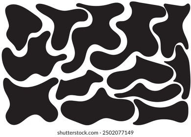 Abstract liquid shapes. Organic flat blobs. Irregular fluid bubbles. Random wavy oval spots and curvy elements. Amoeba rectangle box set
