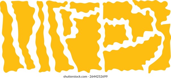 Abstract liquid shapes. Organic flat blobs. Irregular fluid bubbles. Random wavy oval spots and curvy elements. Amoeba rectangle box set.