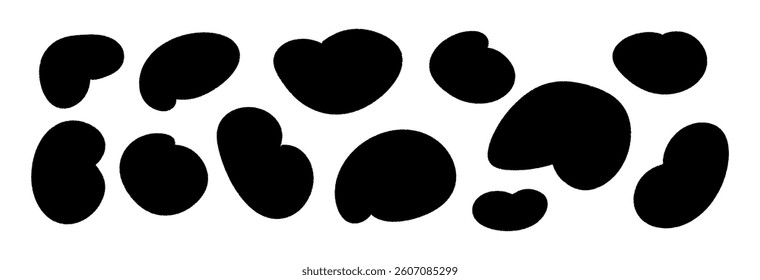 Abstract liquid shapes with playful organic blobs. Graphic irregular spots and bubble figures. Flat vector illustration isolated on white background.